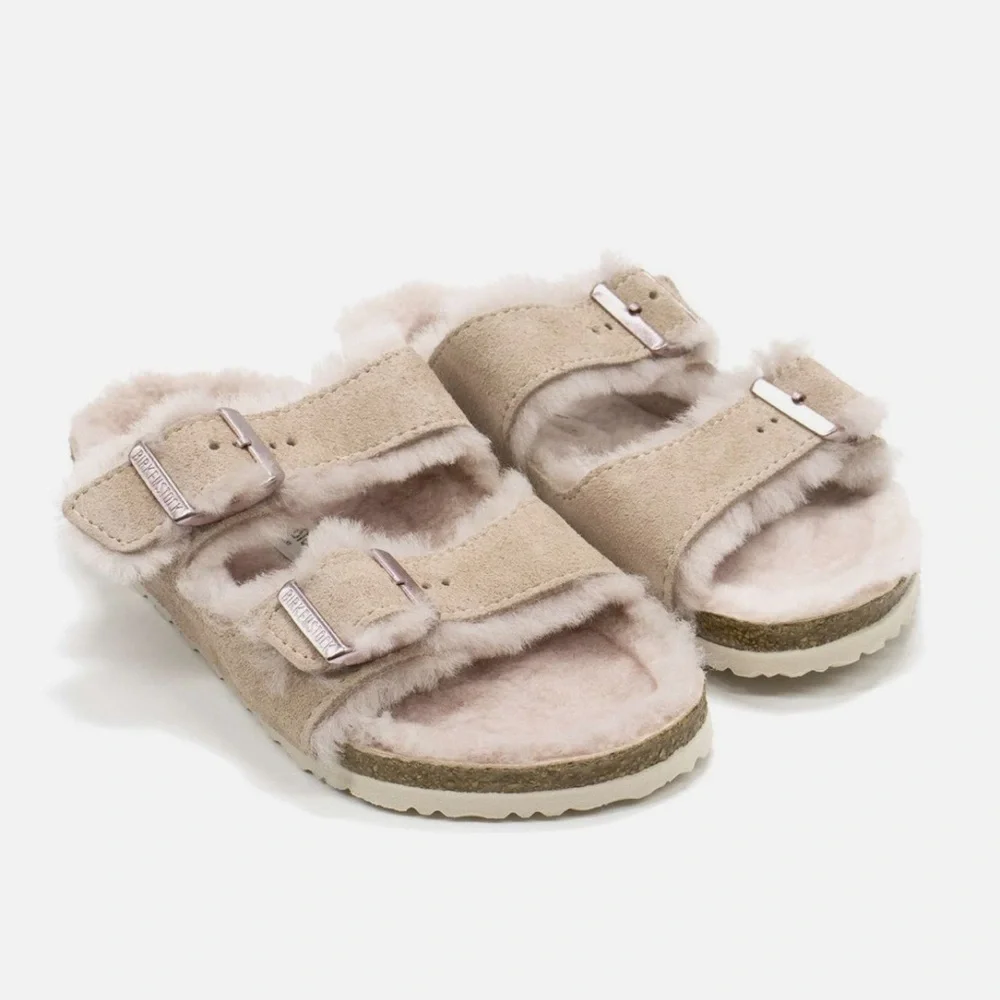 Birkenstock Women's Soft Blush Fuzzy Slippers